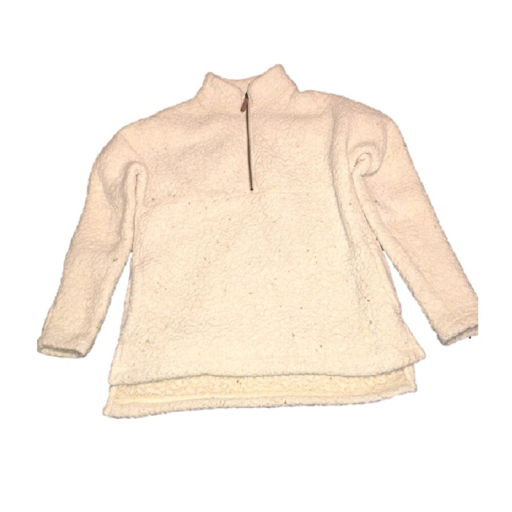 Time and Tru sweater Womens Small cream quarter zip pullover teddy bear pockets